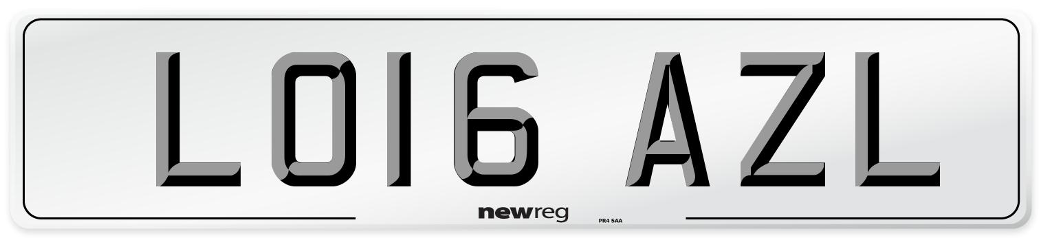 LO16 AZL Number Plate from New Reg